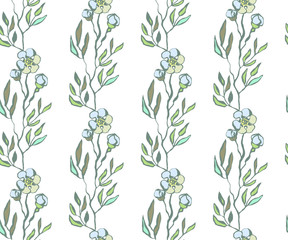 Seamless floral pattern with  sakura flowers and ornamental decorative background. Vector pattern. Print for textile, cloth, wallpaper, scrapbooking
