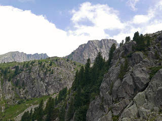 le meravigliose cime dolomitiche italiane tra verdi vallate e picchi rocciosi