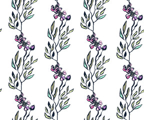 Seamless floral pattern with  sakura flowers and ornamental decorative background. Vector pattern. Print for textile, cloth, wallpaper, scrapbooking