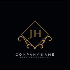Fototapeta na wymiar Initial letter JH logo luxury vector mark, gold color elegant classical