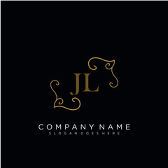 Initial letter JL logo luxury vector mark, gold color elegant classical