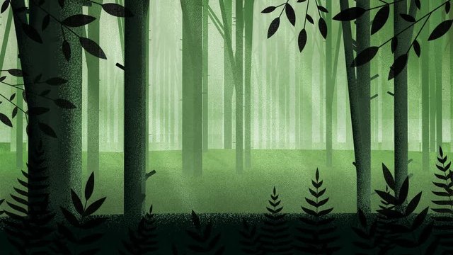 Dense Forest Animated Illustration Hand Drawn Textured Backgrounds. Includes day and night versions loop ready animations.