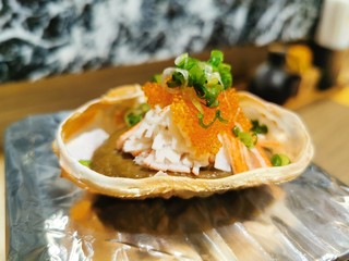 the japanese homemade traditional delicious crab and egg over the stove small in the restaurant