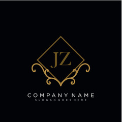 Fototapeta premium Initial letter JZ logo luxury vector mark, gold color elegant classical