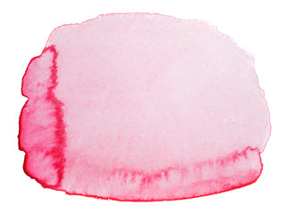 red watercolor stain, rounded spot with overflow texture of watercolor paint