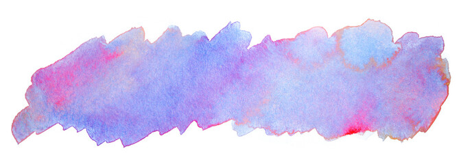 abstract stain purple with blue paint on paper a watercolor stain with a texture of spreading paint. on a white background element for design