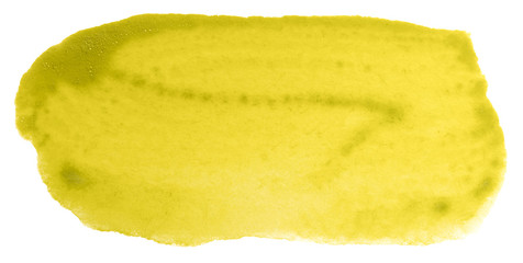 watercolor yellow spot stain with texture on a white background. Design element for cards and web elements.