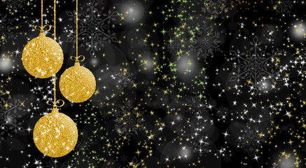 christmas background with golden balls