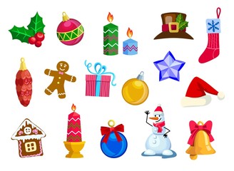 set of symbols of christmas and new year