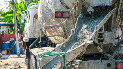 Big truck running portland cement paste.