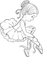 Beautiful little ballerina girl outline coloring page © RivusDea