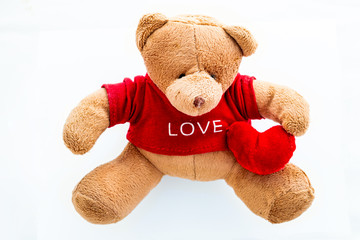 Teddy bear with sweet Valentine heart and LOVE t-shirt