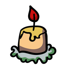 Vector image of a candle. Decoration for a cozy home. - Vector. Vector illustration