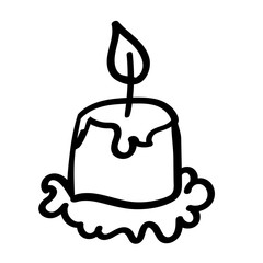 Vector image of a candle. Decoration for a cozy home. Coloring page, Coloring book. Contour. - Vector. Vector illustration