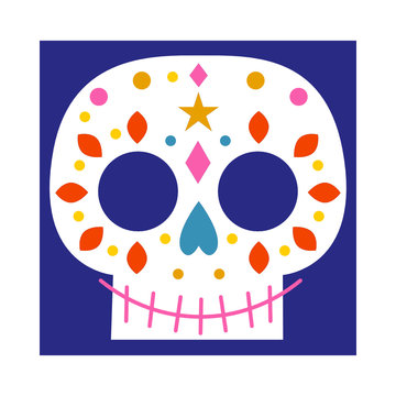 Calavera, calaverita de az&uacute;car para el d&iacute;a de muertos, tradici&oacute;n mexicana