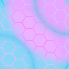 Abstract multicolored tech background with honeycomb elements. High-tech vector illustration.
