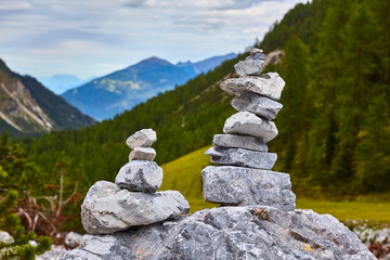 Beautiful stone sign in the Stubai Valley, Austria