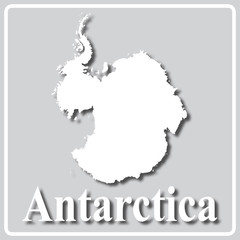 gray icon with white silhouette of a map and the inscription Antarctica