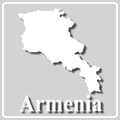 gray icon with white silhouette of a map and the inscription Armenia