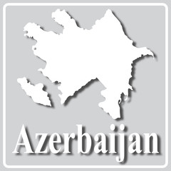 gray icon with white silhouette of a map and the inscription Azerbaijan