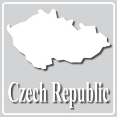 gray icon with white silhouette of a map Czech Republic