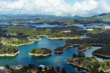 Fototapeta premium Reservoir of El Peñol, Guatapé. Antioquia Colombia. Water landscape