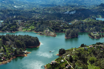 Fototapeta na wymiar Reservoir of El Peñol, Guatapé. Antioquia Colombia. Water landscape
