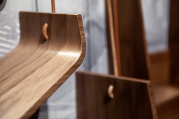 wooden objects of modern interior close-up details