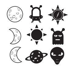 Astro vecto icon, kompas, sun, moon, ufo © Marek