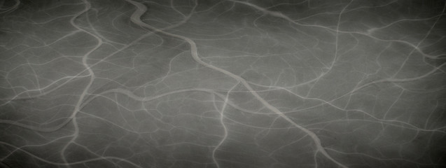 Elegant marbled black empty horizontal background. Luxury antique card. Old blurred texture wallpaper. Background blackboard website. Vintage textured web banner header board. Copy space