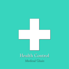 Medical clinic symbol, flat icon with the inscription. Vector illustration of a health banner concept.