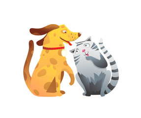 Puppy doggy and kitten cat company forever best friends.