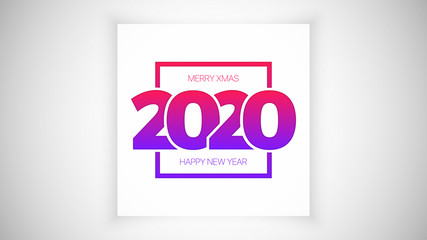 2020 Happy New Year And Merry Christmas Eve Greeting Card Vector Design Template With Colorful Typography Inscription Isolated On White Background. Winter Season Holidays Abstract Illustration