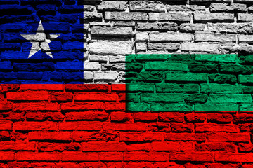 Flag of Chile and Bulgaria on brick wall
