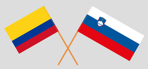 Crossed flags of Colombia and Slovenia