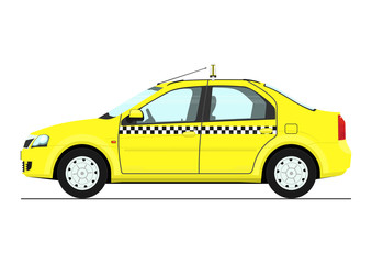 Fototapeta na wymiar Yellow cab. Side view of modern taxi cab. Vector.