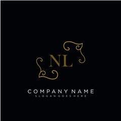 Initial letter NL logo luxury vector mark, gold color elegant classical 