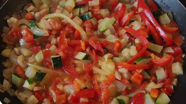 vegetables in a pan