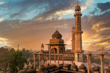 shot of dome and spires of a mosque