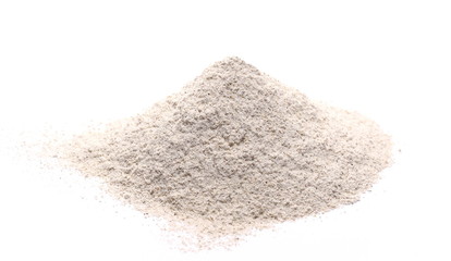 Buckwheat integral flour isolated on white background 