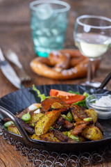 tyrolean potato groestl in a pan