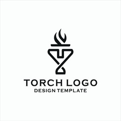 Torch Logo Initial T Negative Space Design Template Premium