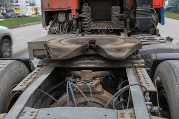 mechanism under the truck body. dirt on parts