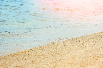 beautiful footprints in the sand by the sea background