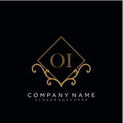 Initial letter OI logo luxury vector mark, gold color elegant classical 