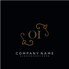 Fototapeta na wymiar Initial letter OI logo luxury vector mark, gold color elegant classical 