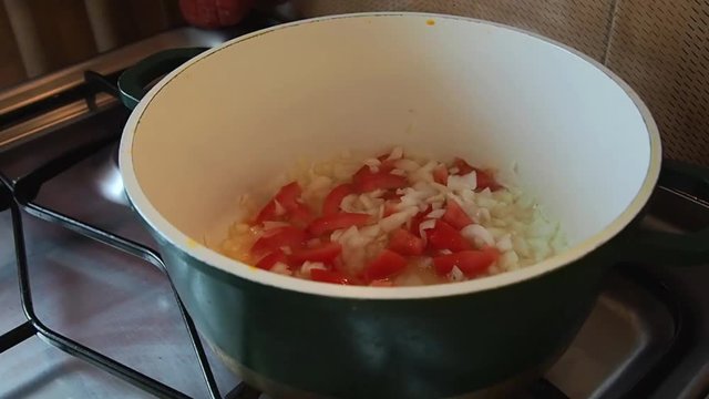 vegetables in a pan