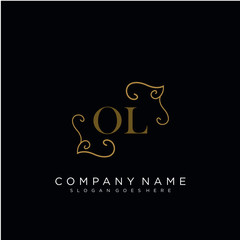 Initial letter OL logo luxury vector mark, gold color elegant classical 