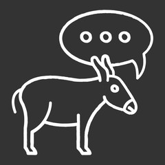 Balaam Donkey Bible story chalk icon. Speaking animal and speech cloud. Religious legends. Christian religion, holy book scene plot. Biblical narrative. Isolated vector chalkboard illustration