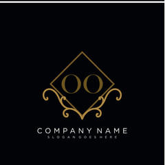 Initial letter OO logo luxury vector mark, gold color elegant classical 